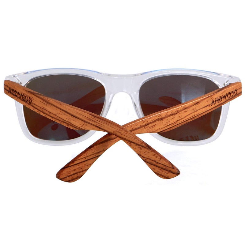 ANDWOOD Wood Sunglasses Polarized for Men Women Uv Protection Wooden Bamboo Frame Mirrored Sun Glasses Clear Blue Shades - Image 4